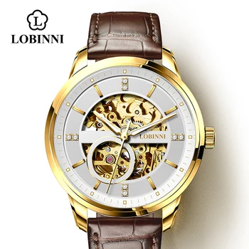 Marca de luxo Relógio LOBINNI Homens do Relógio do Japão MIYOTA Movimento Mecânico Automático dos Homens Relógios Safira Impermeável relógio Masculino Presente