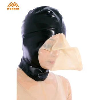 MONNIK Capa de Látex de Borracha Apertado Máscara com a Respiração Saco feito à mão para o Fetiche de Festa Clubwear Bodysuit de Halloween