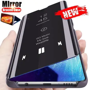 Luxo Smart Telefone Flip Case Para o OPPO A73 A53 5G A8, A15 A32 A31 A72 A52 A91 A92 F17 Encontrar X3 Pro Espelho de Proteção Tampa do compartimento do