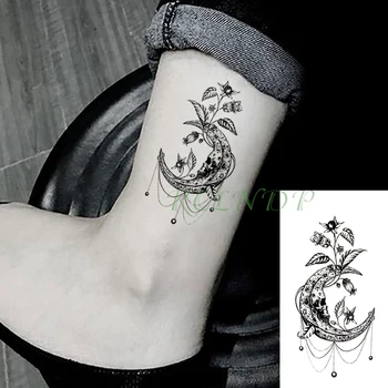 Moda Impermeável Da Etiqueta Temporária Tatuagem De Caveira Lua Flor Falso Tatto Flash Tatoo No Pulso Pé, Mão, Braço, Peito Para Mulheres, Homens