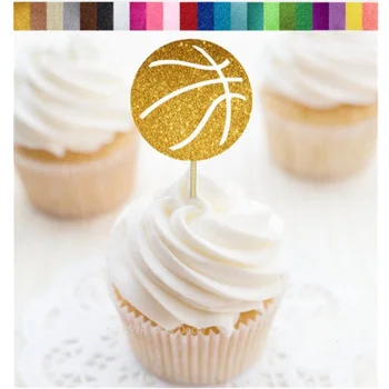 Personalizado de Basquete de ouro Cupcake Toppers, Personalizar o Basquete de Alimentos Picaretas, Basquete Decorações do Partido,Esportes Decorações do Partido