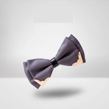 2020 Novo de Alta Qualidade Macho Casamento laços Para Homens Borboleta Plastrão PU Metal Embutimento de Casamento gravata borboleta Borboletas Cinzento Caixa de Presente