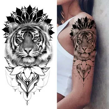 1pc Tatuagem Adesivos de Flores braço Metade do Braço Impermeável Moda Animal Tigre Homens Mulheres Etiqueta da Tatuagem de Cobra Criativo Tatuagem Adesivos