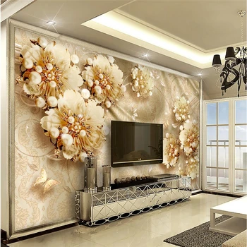 wellyu papel de parede papel de parede Personalizado pérola flor tridimensional jóias pano de fundo de parede papel de parede infantil