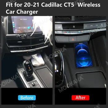 QI Carro Infravermelho Rápido Carregador sem Fios Para Cadillac CT5 2020-2021 Infravermelho Rápido Carregamento sem Fio Suporte do Telefone para o Iphone/Samsung