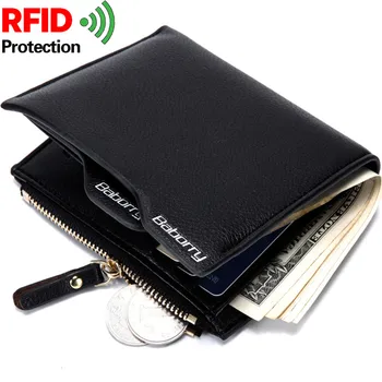 Novo Anti RFID proteção de bloqueio designer Homens carteira de couro com bolso de moedas do Homem bolsa saco de dinheiro titular do cartão para o sexo masculino