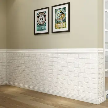 10 peças auto-adesivo de parede saia 3D tridimensional adesivos de parede do jardim de infância do painel de parede decoração espuma de tijolo de papel de Parede