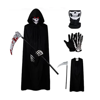 Festa de Halloween Adultos Grim Reaper Preto Única Camada Manto Manto do Traje de Halloween Adereços halloween decorações para o lar