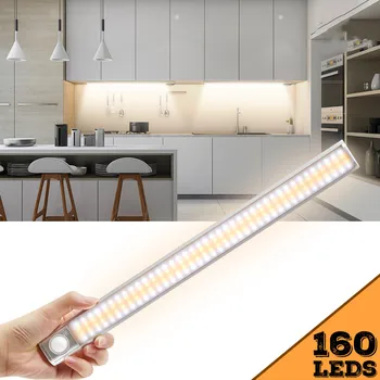 80/120/160 LEDs Sensor de Movimento de PIR LED Em Gabinete de Luz de Escurecimento Ajuste de Detecção de Noite a Tempo da Lâmpada Para a Cozinha Roupeiro Escadas