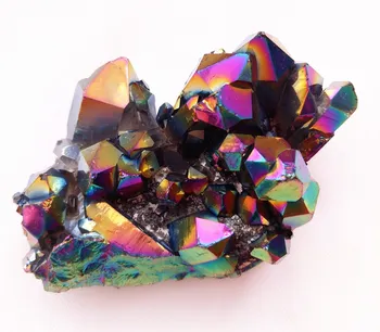 110g natural, metal cor da aura de anjo de cristal cluster Titanium do revestimento de quartzo anjo cluster de cura