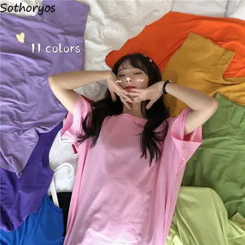 Camisolas Mulheres Simples Casual De Verão, Salão Sleepshirts Mulheres Harajuku Fashion Estilo Coreano Ins Pijamas Feminino, Chique Diariamente Novas