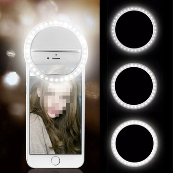 Frete grátis para samsung Telefone Selfie Luz de Carga USB Led Selfie Luz do Anel do Telefone Móvel Lente LED Selfie Lâmpada Anel para iPhone