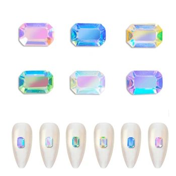 3*5mm AB/Colorido Ponto Retângulo de Acrílico Transparente Strass 3D Crystal Diamond Gem Glitter Nail Art Decoração