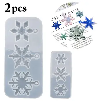 2Pcs/Set Criativo Moldes de Fundição Pingente de floco de Neve Epóxi Moldes de Silicone Para o Natal Jóia que faz Acessórios