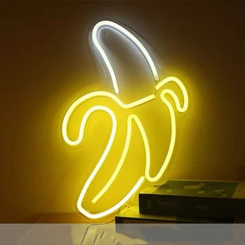 Grande Forma de Banana Noite Neon Luz Sinais de Quarto de Arte de Parede Decoração USB Pendurado LED Luzes de Neon Para Festa Festa de Decoração do Quarto