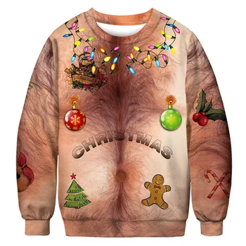Homens, Mulheres, Natal Cosplay Engraçado Busto de Impressão 3D Hoodies Papai Noel Casais Camisolas Tshirt Zíper do Casaco de Harajuku Pullover2022