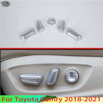 Para Toyota Camry 2018-2021 a Decoração do Carro ABS Cromado Interior Interior do Assento Ajuste do Interruptor de Botão de Botão de Capa da Guarnição