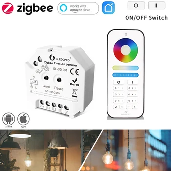 GLEDOPTO Zigbee Triac Lâmpada LED Bulbo Dimmer 2,4 G AC100-240V Casa Inteligente Interruptor de pressão/controle Remoto/APP/Controle de Voz para Smarthings Alexa