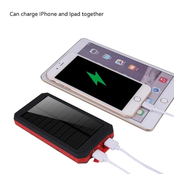 Top Banco Energia Solar Impermeável 20000mAh Carregador Solar Portas USB Carregador Externo Powerbank para Xiaomi Smartphone com Luz LED