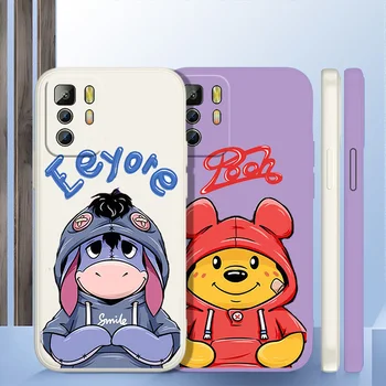 Bonito Disney Pooh Caso De Telefone Xiaomi Redmi Nota 11T 11 11 10T 9T 10 9 9 8 8 7 6 5 Pro Líquido Corda Funda Capa Mole