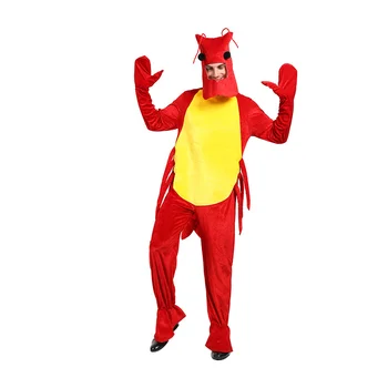 animal macacão para adultos traje de Halloween para Adultos Red Lobster Fantasia de festa de carnaval de cosplay macacão