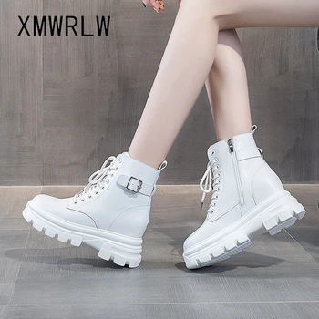 XMWRLW Mulheres Ankle Boots 2022 Outono Inverno de Couro Genuíno de Salto Alto Sapatos de Senhoras Mulheres de Tornozelo Botas de Inverno Quente de Inicialização Sapatos