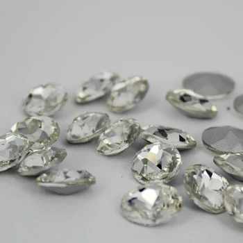 50cs 10x12mm de cristal de vidro de cores de pedra em forma oval prata revestida de pedras perfeito para diy roupas vestidos sapatos frete grátis
