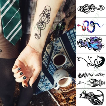 Impermeável da Etiqueta Temporária Tatuagem de caveira serpente dragão fox cão animais tatto flash tatoo falsas tatuagens para homens mulheres senhora