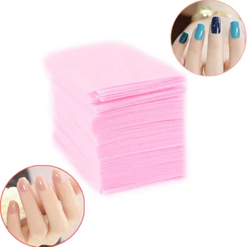 100 Pcs cor-de-Rosa e sem Fiapos Wipes Todos para Manicure Nail Polish Remover Pads Papel de Unhas Cutton Almofadas de Manicure Pedicure Gel de Ferramentas