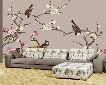 Beibehang Personalizar qualquer tamanho de papel de parede estéreo pássaro paisagem de arte murais de sala de estar decoração de casa foto mural de papel de parede