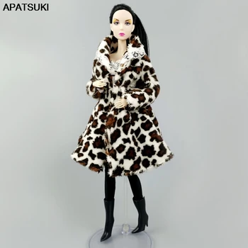 Leopard Inverno mais aconchegante Casaco de Pele para a Boneca Barbie com Roupas Roupas para 1/6 BJD Bonecas Acessórios Sobretudo Jaqueta de Brinquedos Para Crianças de DIY