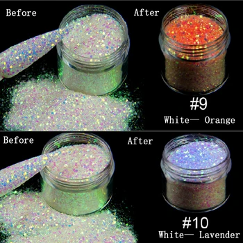 1Jar=10g Sensível à Luz, a Mistura de Lantejoulas Glitter Para a Arte do Prego de Flocos de 3D Brilhando Manicure Flocos de Cores Alterações UV Brilho