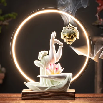 Luxo Lotus Cachoeira Queimador De Incenso Humor Zen Chinês Moderno Incenso De Cera De Vela Titular Umidificador Encensoir De Decoração Para Casa