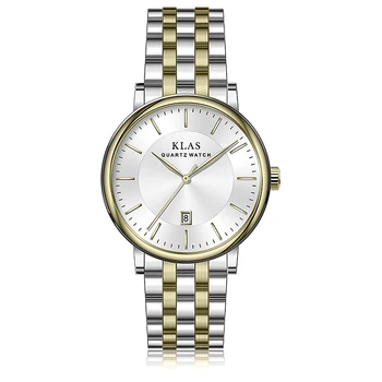 Gostos diferentes ouro impermeável marca de topo luxo homens relógio de quartzo KLAS marca часы женские бренд