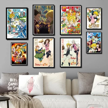 Perfeito JL pôsteres E Impressões do Japão Anime Comic OS Sete Pecados da Arte de Pintura de Parede, Fotos de Decoração de Casa de adesivos de parede