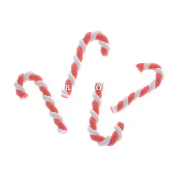20 Pcs Vermelho e Branco de Natal em 3D de Cana-de-Resina de Scrapbook Enfeite 22x9mm (W04199 X 1)