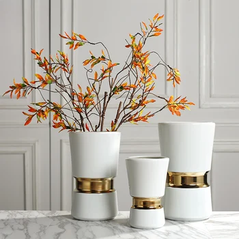 Luz de luxo vaso de cerâmica estilo Nórdico ins moderna sala de estar branca líquido vermelho grande calibre seco arranjo de flores decoração