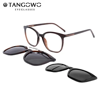 TANGOWO Praça TR90 Óculos de sol Polarizados Mulheres de Estilo Retrô da Marca de Design de Moda Homens Espetáculo Quadro de Prescrição Magnético 69944