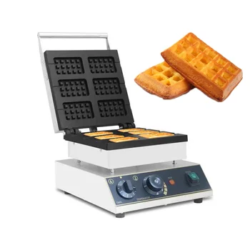 Comercial 6pcs lolly vara máquina de waffle suqare forma de waffle de ferro maker bolha de waffle chapa de ferro bolo do forno waffle maker