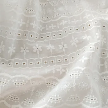 Puro Algodão ocos Geometria do Bordado Tecido de Renda feito à mão DIY Roupas Para Vestido de Noiva, top de Laço Boho Vestido de 1 jarda
