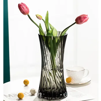 Moda Cilindro Vaso de Vidro Design Moderno Florarium de Cristal Transparente Pote Planta Grand Interior de Escritório Vasen de Decoração de Quarto OA50HP