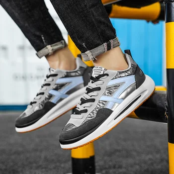 Primavera Novo coreano Respirável Tênis para Homens Moda Casual do Dedo do pé Redondo Plataforma de Tênis Masculino Pai Sapatos Flats Calçado