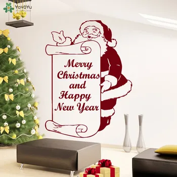 YOYOYU Feliz Natal de autocolantes de Parede Papai Noel Citações Feliz Ano Novo Adesivos de Parede de Vinil em Casa Decalque Sala de estar de Design Mural SY266