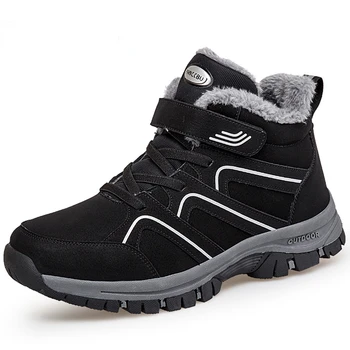 Marca Homens Inverno Botas de Neve de Couro Confortáveis Sapatilhas Super Quentes de Homens Ankle Boots Exterior Casais Botas Sapatos de Trabalho