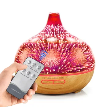 400ml Difusor de Aroma Umidificador 3d Fogos de artifício Coloridos de Aromaterapia Noite de Luz da Casa de Vidro ultra-Sônica Difusor de óleos Essenciais