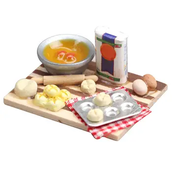 1:12 Casa de bonecas de Alimentos de Cozimento Conjunto, Cozinha, utensílios de Cozinha, Alimentos, Leite, Ovo, Pão Modelo Utensílios de cozinha, Ornamento de Pastelaria de Brinquedo em Miniatura de DIY