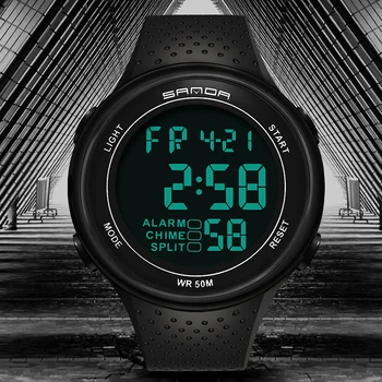 Sanda Relógios 375 Moda Esporte Homens Relógios de Homens de Led Relógios Digitais de Silicone Banda Electrónica de Relógios de pulso relógio masculino 2022