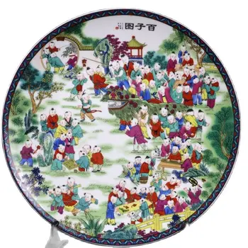 Chinês Antigo De Porcelana Pastel Baizi Padrão De Apreciação Placa