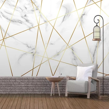 3D Linhas Geométricas em Mármore Branco de Textura Impermeável Auto-adesivo Adesivo de Parede Mural Decalques Sala Cozinha, papel de Parede Moderna