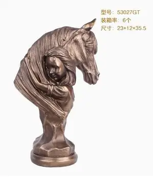 Animais de escultura, artesanato de resina de bronze Europeia cavalo Águia, Decoração de sala de estar criativo armário de TV a decoração home